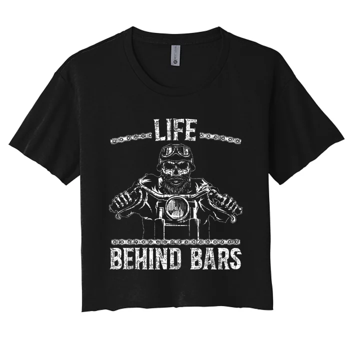 Life Behind Bars Biker Motorcycle Women's Crop Top Tee