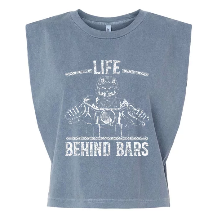 Life Behind Bars Biker Motorcycle Garment-Dyed Women's Muscle Tee