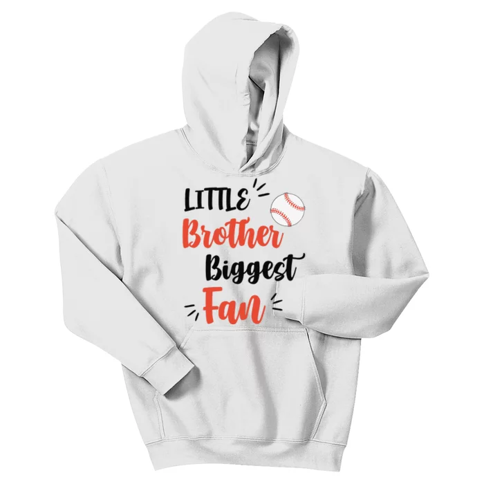 Little Brother Biggest Fan Baseball Season Kids Hoodie