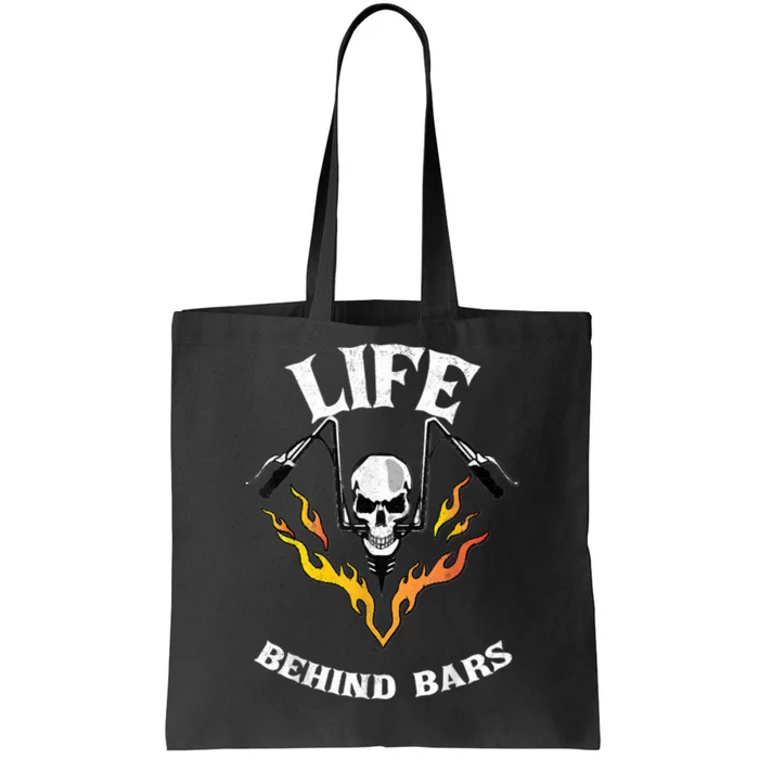 Life Behind Bars Skull Motorcycle Tote Bag