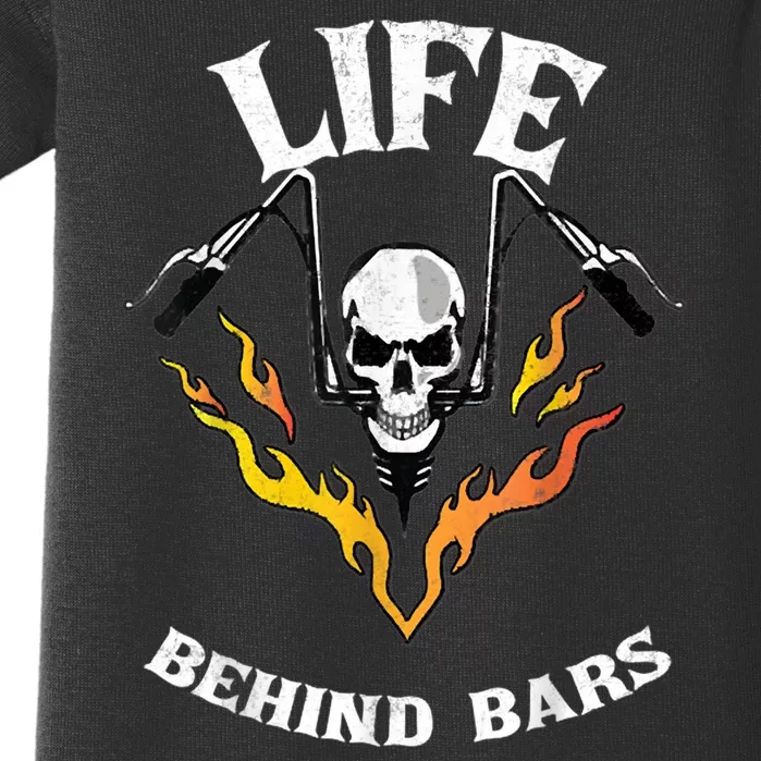 Life Behind Bars Skull Motorcycle Baby Bodysuit