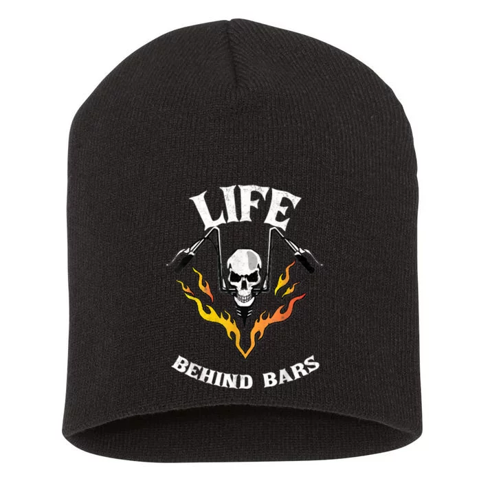 Life Behind Bars Skull Motorcycle Short Acrylic Beanie