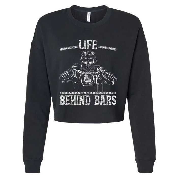 Life Behind Bars Biker Motorcycle Cropped Pullover Crew