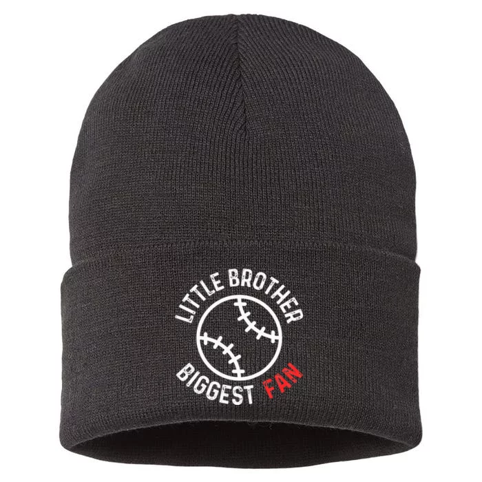 Little Brother Biggest Fan Baseball Season Sustainable Knit Beanie