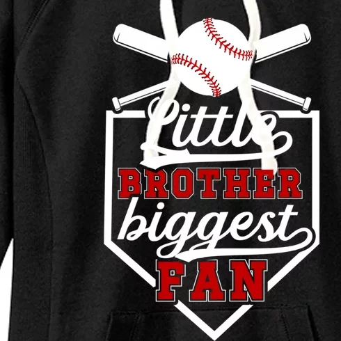 Little Brother Baseball Brother Of A Baseball Player Gift Women's Fleece Hoodie