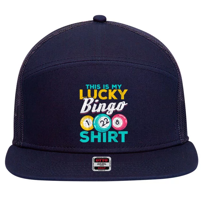 Lucky Bingo Bingo Player Hobby Gambling Funny Bingo 7 Panel Mesh Trucker Snapback Hat