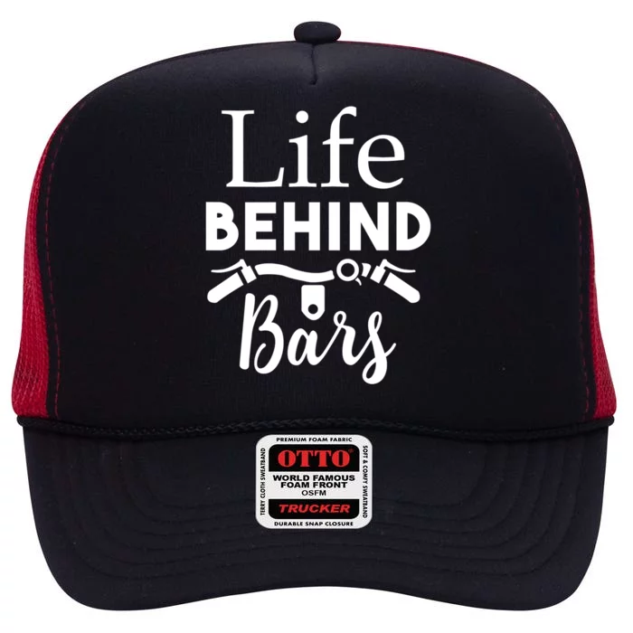 Life Behind Bars Gift Funny Cyclist Gift High Crown Mesh Trucker Hat