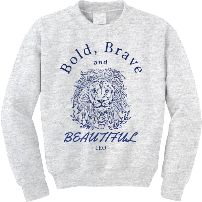 Leo Bold Brave Beautiful Zodiac Design Kids Sweatshirt