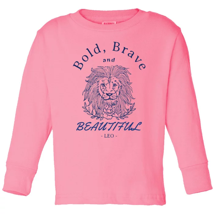 Leo Bold Brave Beautiful Zodiac Design Toddler Long Sleeve Shirt