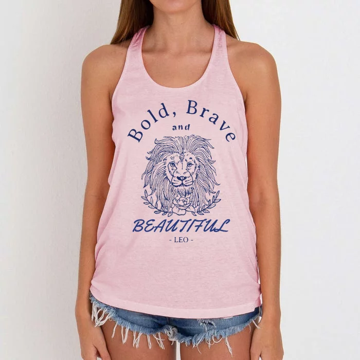 Leo Bold Brave Beautiful Zodiac Design Women's Knotted Racerback Tank