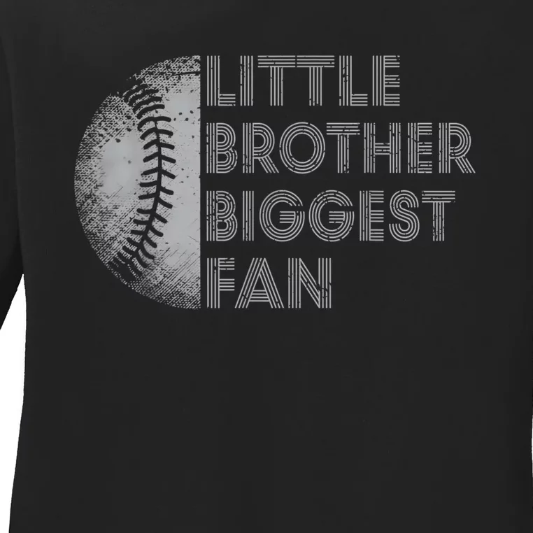 Little Brother Biggest Fan Baseball Season Gift For Ladies Long Sleeve Shirt