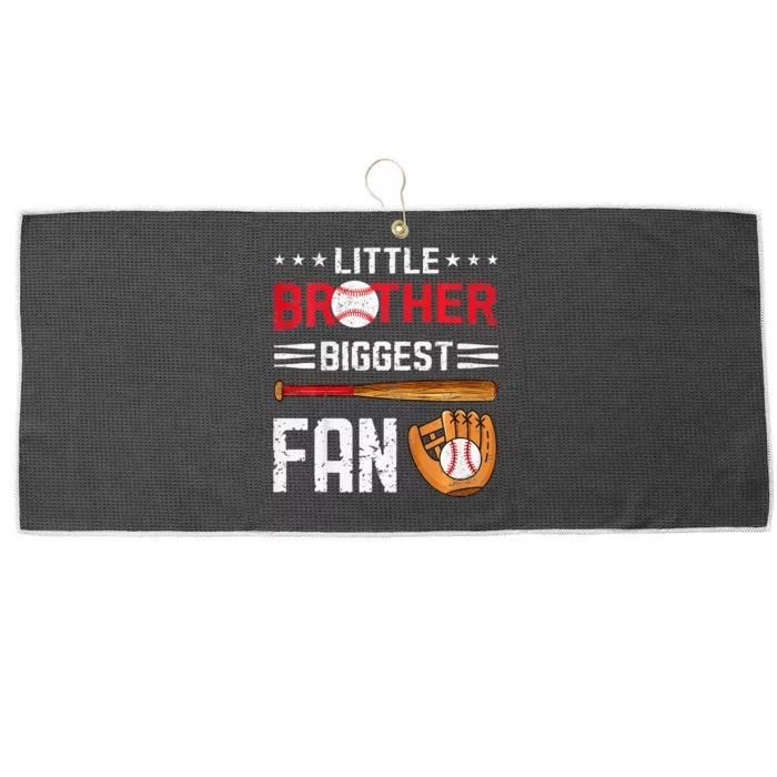 Little Brother Biggest Fan Baseball Family Large Microfiber Waffle Golf Towel