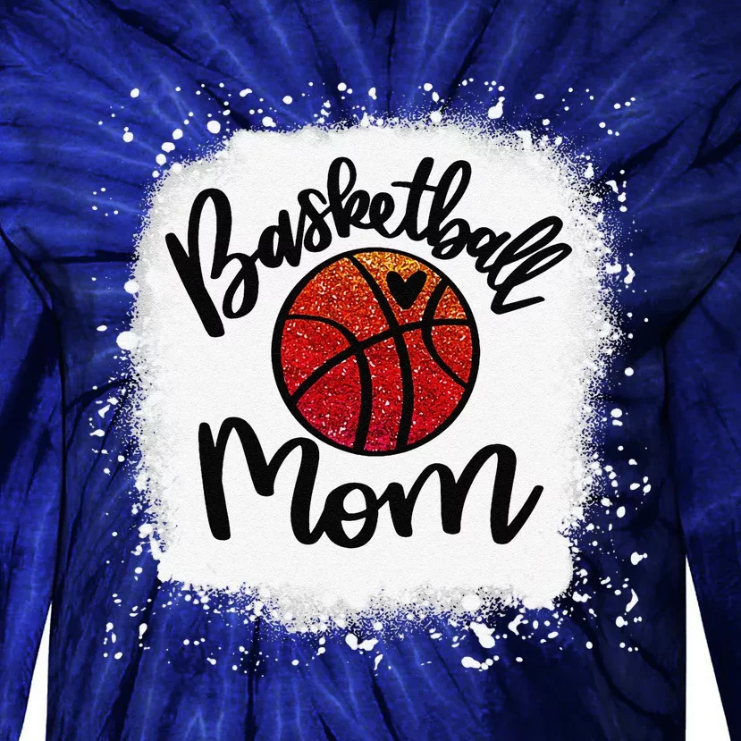 Leopard Bleached Basketball Mom Game Day Gift Tie-Dye Long Sleeve Shirt