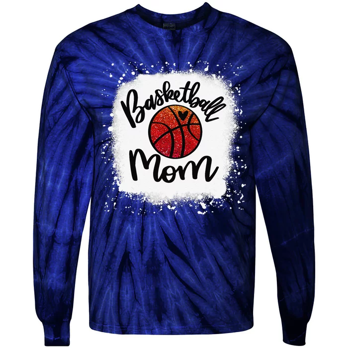 Leopard Bleached Basketball Mom Game Day Gift Tie-Dye Long Sleeve Shirt