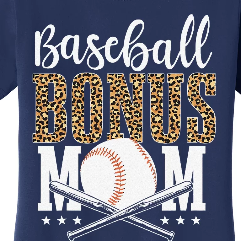 Leopard Baseball Bonus Mom Stepmother MotherS Day Women's T-Shirt