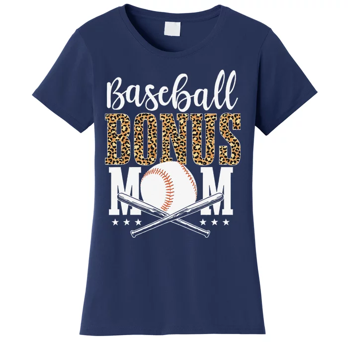 Leopard Baseball Bonus Mom Stepmother MotherS Day Women's T-Shirt