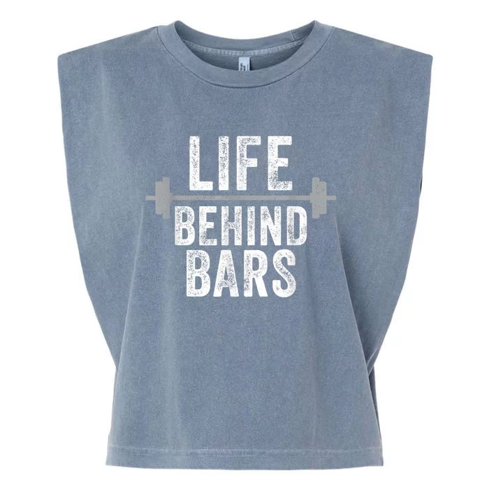 LIfe Behind Bars Weight Lifting Gym Workout Bodybuilding Garment-Dyed Women's Muscle Tee