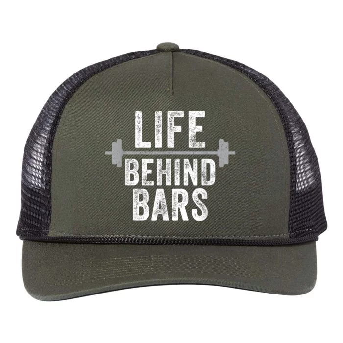 LIfe Behind Bars Weight Lifting Gym Workout Bodybuilding Retro Rope Trucker Hat Cap