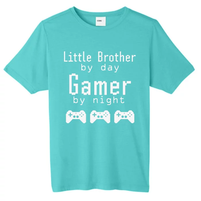 Little Brother By Day Gamer By Night 8 Bit Pixel ChromaSoft Performance T-Shirt