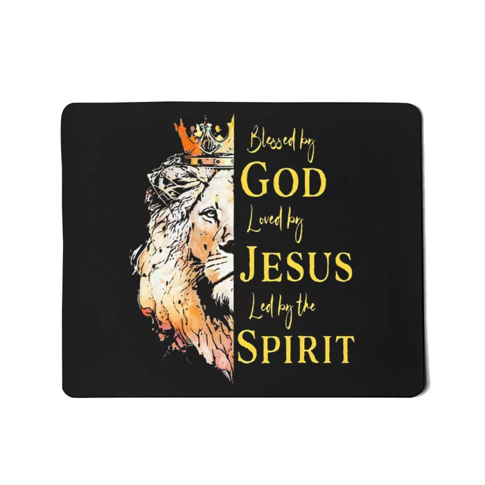 Lion Blessed By God Loved By Jesus Led Buy The Spirit Mousepad