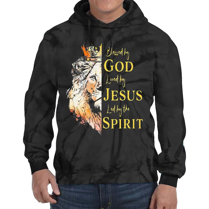 Lion Blessed By God Loved By Jesus Led Buy The Spirit Tie Dye Hoodie