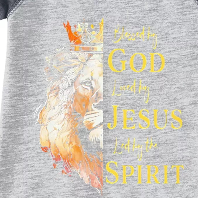 Lion Blessed By God Loved By Jesus Led Buy The Spirit Infant Baby Jersey Bodysuit