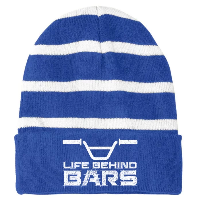 Life Behind Bars Bmx Gift Striped Beanie with Solid Band