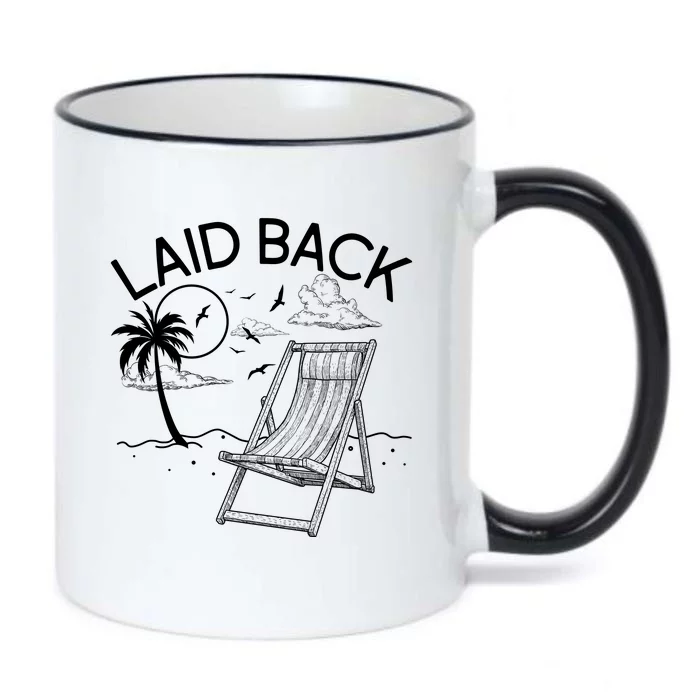 Laid Back Beach Vacation Time Black Color Changing Mug