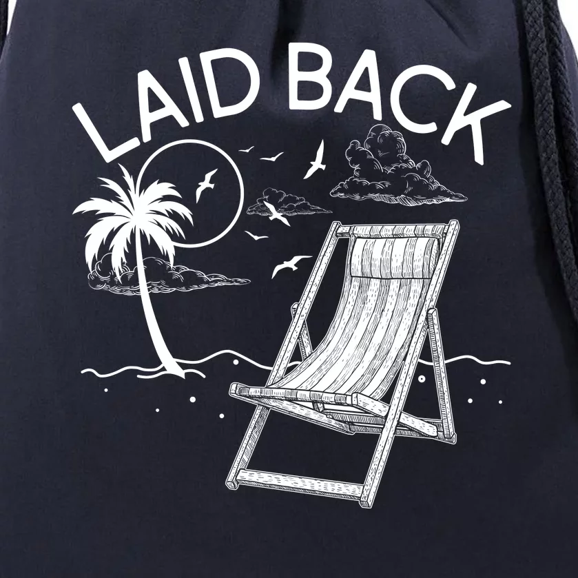 Laid Back Beach Vacation Time Drawstring Bag