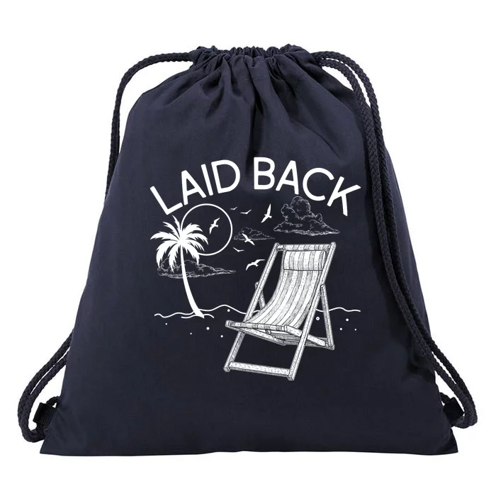 Laid Back Beach Vacation Time Drawstring Bag