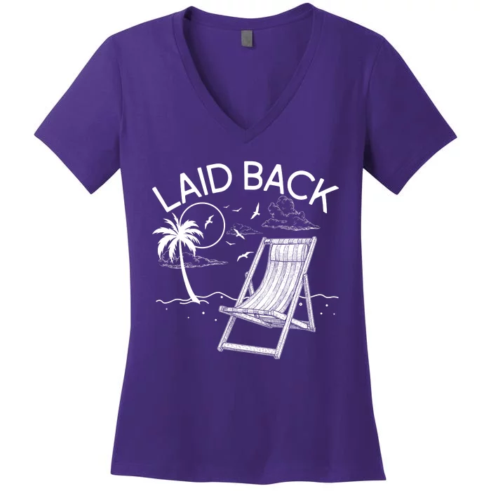 Laid Back Beach Vacation Time Women's V-Neck T-Shirt