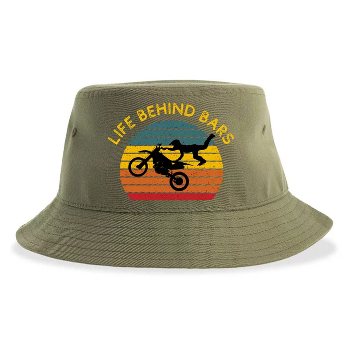 Life Behind Bars Dirt Bike Riding Mx Motocross Racing Gift Sustainable Bucket Hat