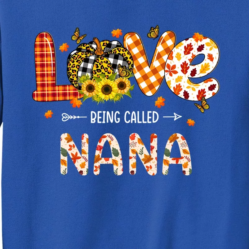 Love Being Called Nana Leopard Plaid Pumpkin Thanksgiving Cute Gift Sweatshirt