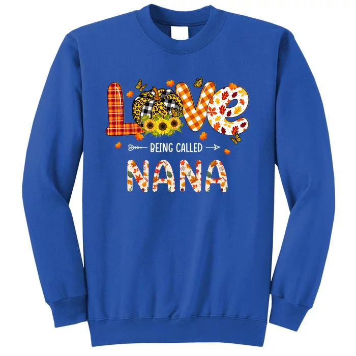 Love Being Called Nana Leopard Plaid Pumpkin Thanksgiving Cute Gift Sweatshirt