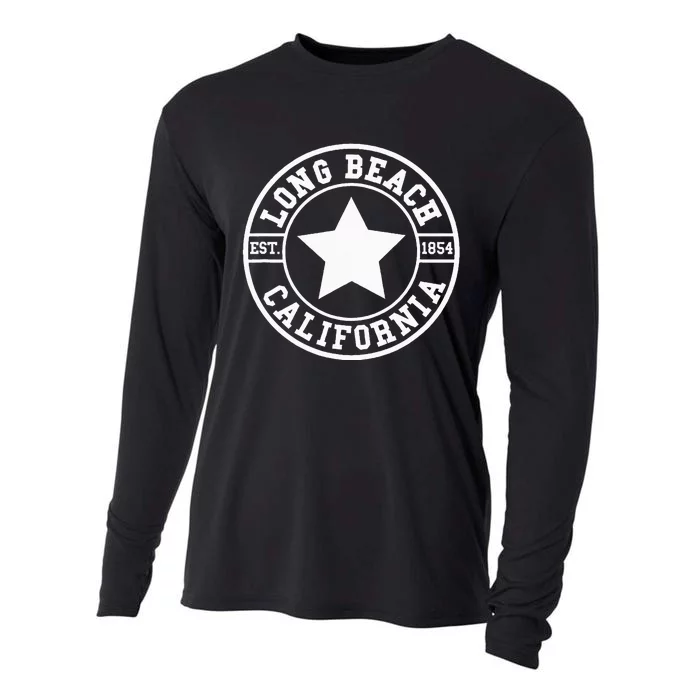 Long Beach California Athletic Throwback Design Classic Cooling Performance Long Sleeve Crew