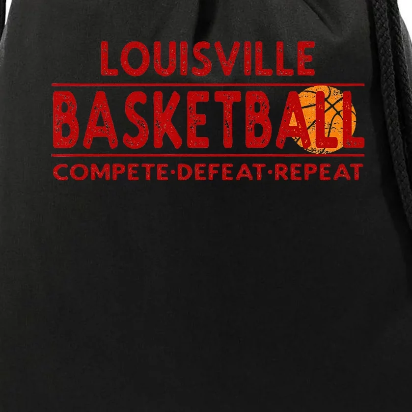 Louisville Basketball Compete Defeat Repeat Drawstring Bag