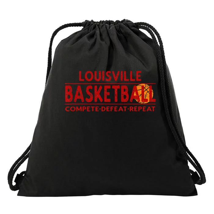 Louisville Basketball Compete Defeat Repeat Drawstring Bag