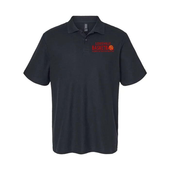 Louisville Basketball Compete Defeat Repeat Softstyle Adult Sport Polo