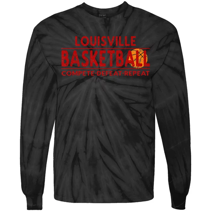 Louisville Basketball Compete Defeat Repeat Tie-Dye Long Sleeve Shirt