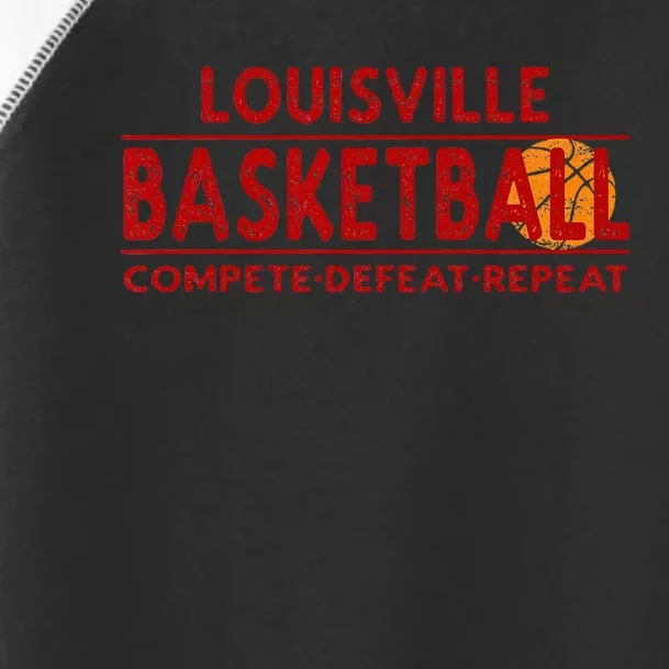 Louisville Basketball Compete Defeat Repeat Toddler Fine Jersey T-Shirt