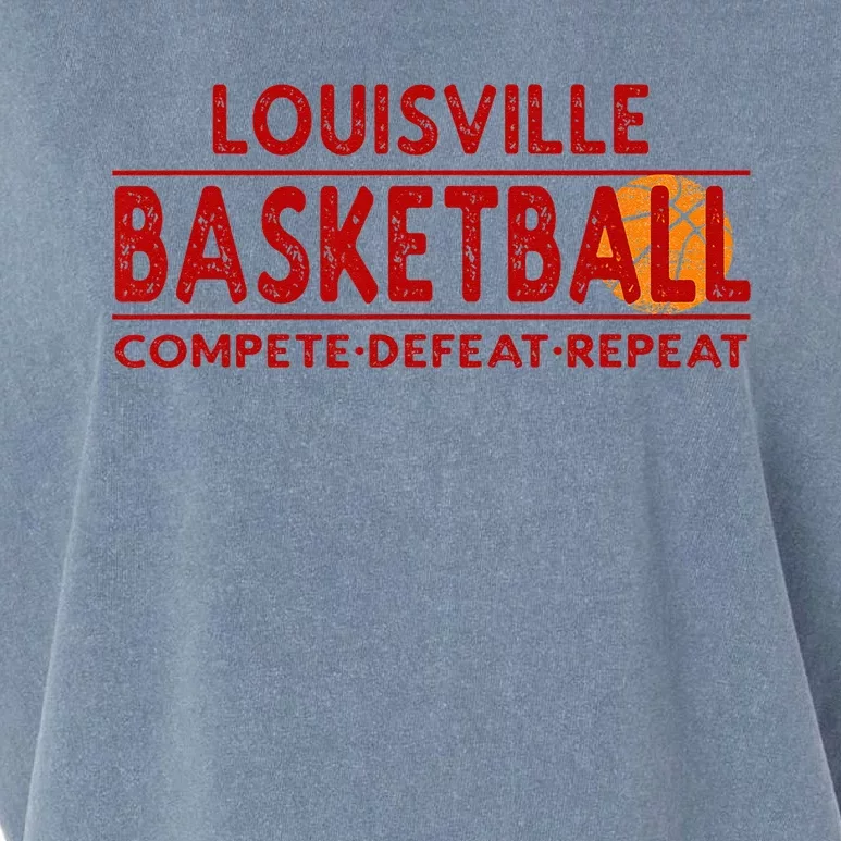 Louisville Basketball Compete Defeat Repeat Garment-Dyed Women's Muscle Tee