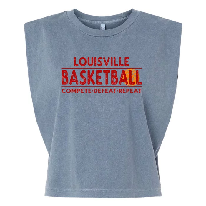 Louisville Basketball Compete Defeat Repeat Garment-Dyed Women's Muscle Tee