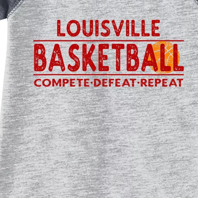 Louisville Basketball Compete Defeat Repeat Infant Baby Jersey Bodysuit