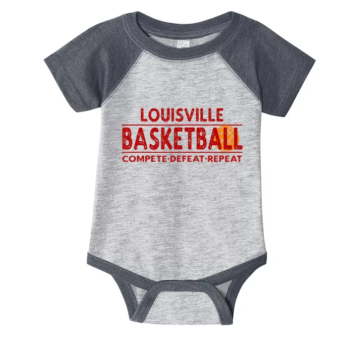 Louisville Basketball Compete Defeat Repeat Infant Baby Jersey Bodysuit