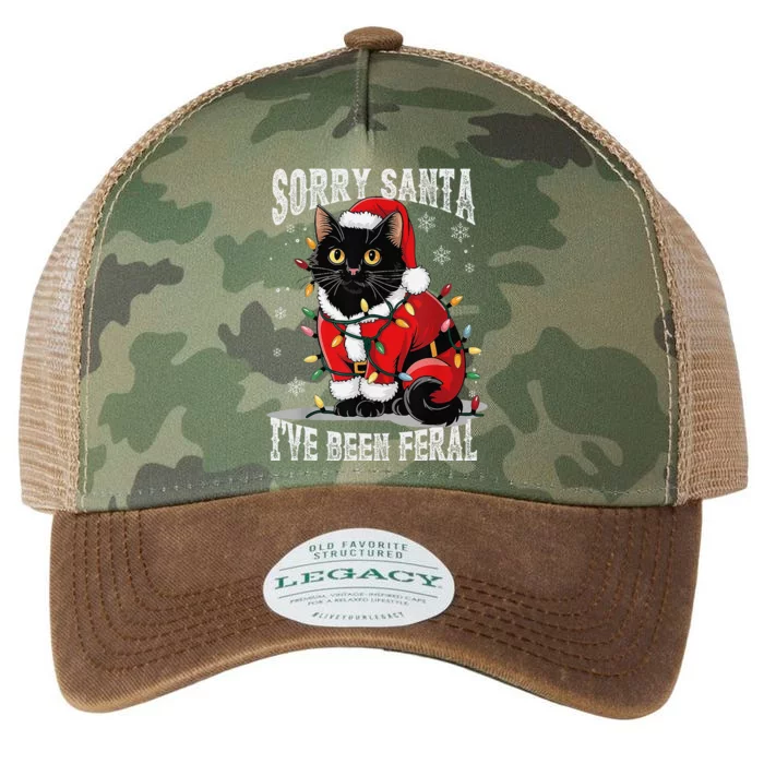 Light Black Cat Christmas Funny Sorry Santa IVe Been Feral Legacy Tie Dye Trucker Hat