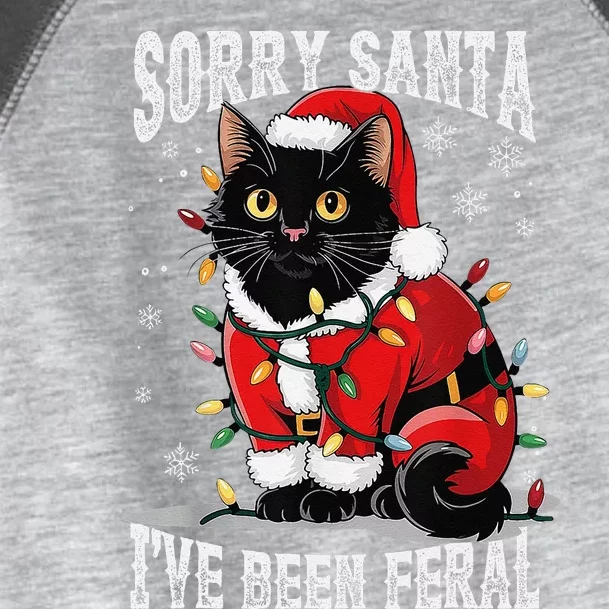 Light Black Cat Christmas Funny Sorry Santa IVe Been Feral Toddler Fine Jersey T-Shirt