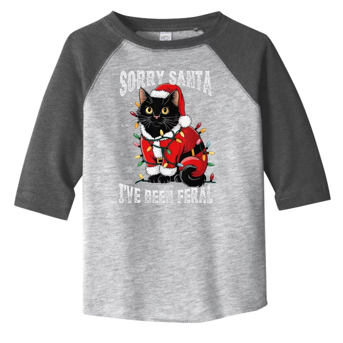 Light Black Cat Christmas Funny Sorry Santa IVe Been Feral Toddler Fine Jersey T-Shirt