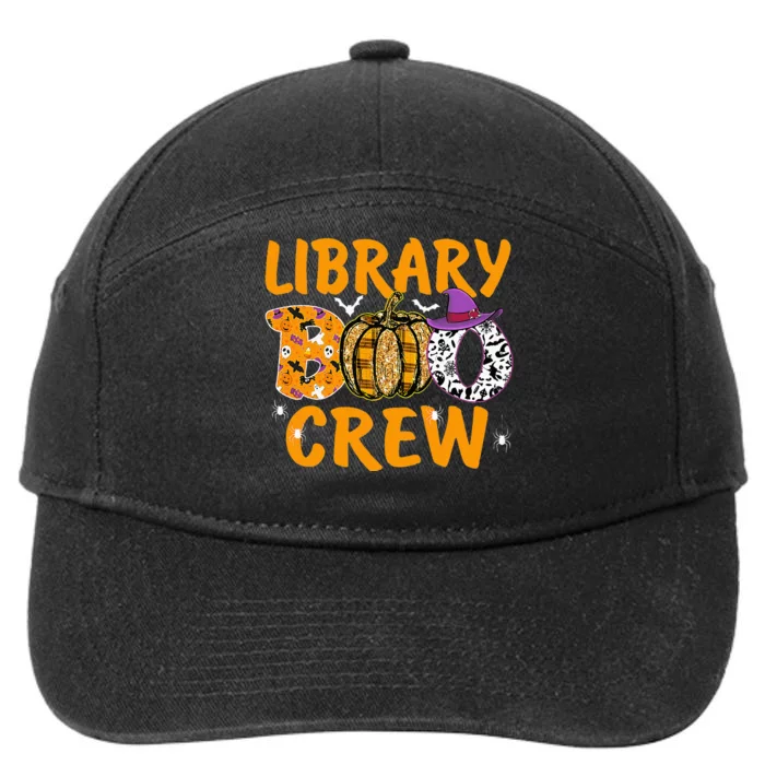 Library Boo Crew School Librarian Halloween Library Book 7-Panel Snapback Hat