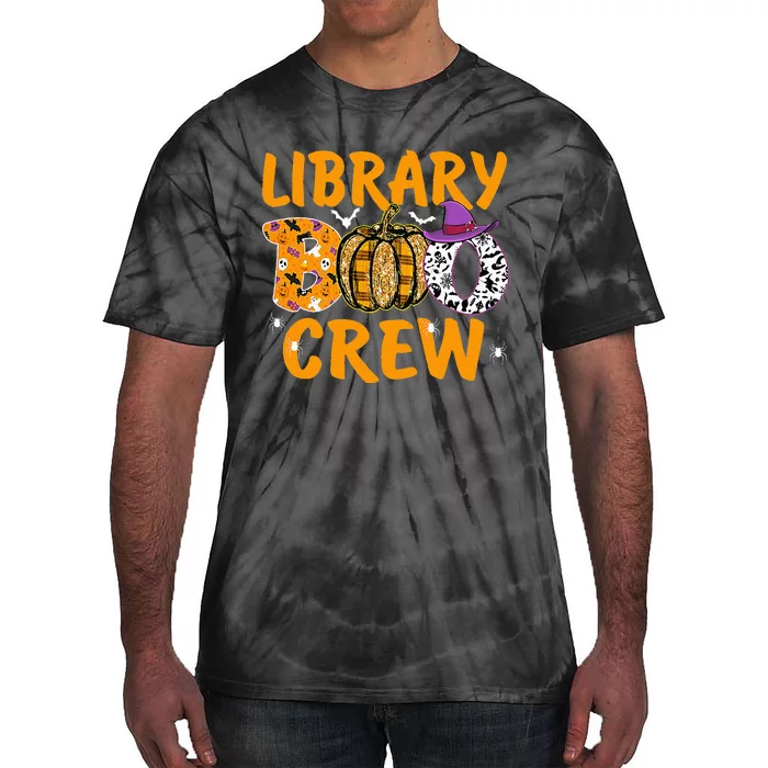 Library Boo Crew School Librarian Halloween Library Book Tie-Dye T-Shirt