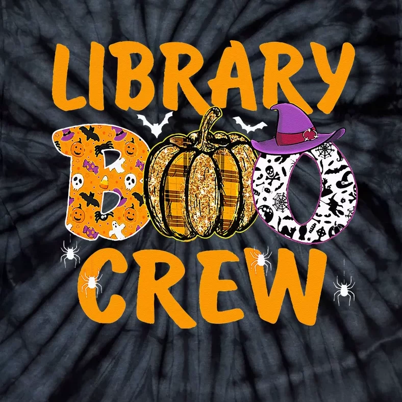 Library Boo Crew School Librarian Halloween Library Book Tie-Dye T-Shirt